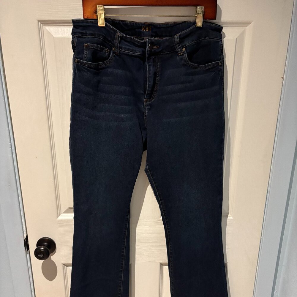 KUT Dark Denim Stretch Straight Jeans